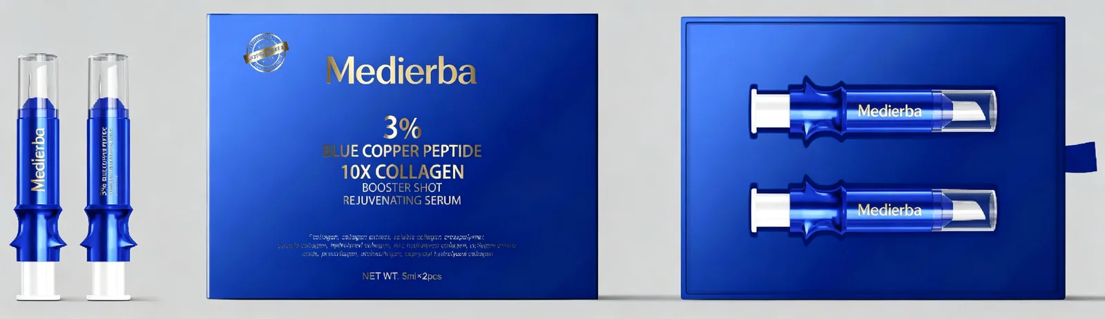 3% Blue Copper Peptide 10X Collagen Rejuvenating Essence 5ml*2